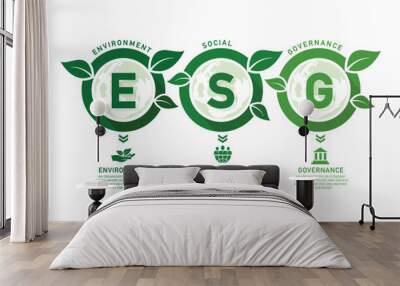 esg infographics environmental, social and governance concept business investment analysis green cor Wall mural