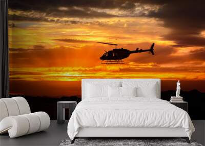 Bell 206 at sunset Wall mural