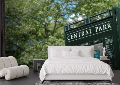 central park sign map new york in summer Wall mural