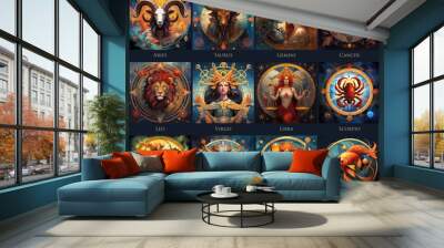 Fantasy zodiac sign in galaxy background Wall mural