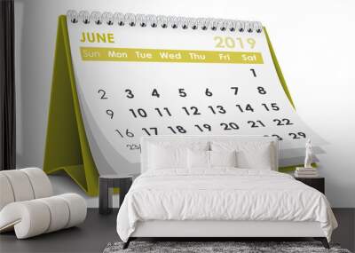 june 2019 calendar Wall mural