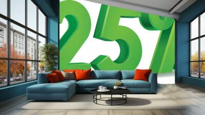 Percentage vector in green color, 25 Wall mural