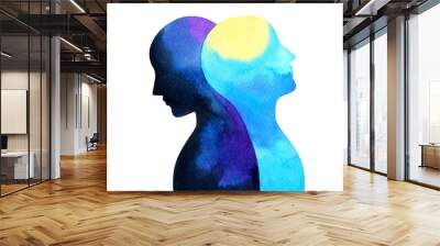 bipolar disorder mind mental health connection watercolor painting illustration hand drawing design symbol Wall mural