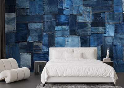 a denim patchwork square Wall mural