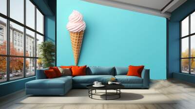 Business concept in minimal of Ice cream cone graph showing business growth, playful and sweet corporate success theme, Copy space for stock photo, no text, no logo, flat design illustration Wall mural