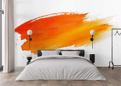 orange paint brush strokes watercolor isolated Wall mural