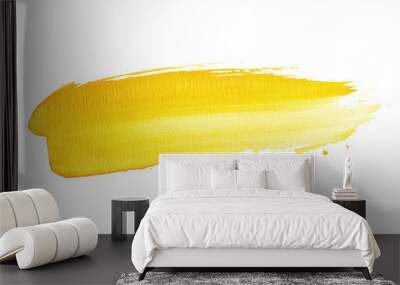 yellow paint brush strokes watercolor isolated Wall mural