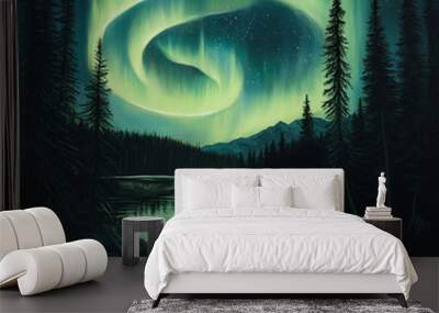 Northern sky in the ocean Wall mural