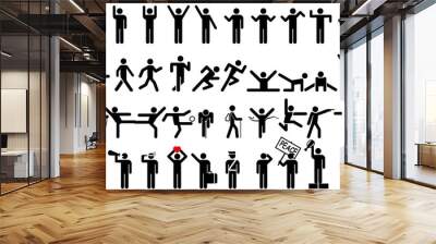 40 basic man pictogram in posture Wall mural