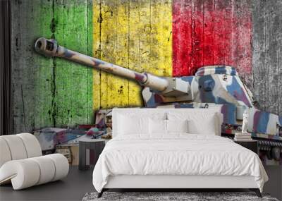 Military tank with concrete Mali flag Wall mural