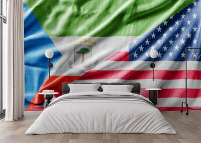 Mixed USA and Equatorial Guinea flag, three dimensional render Wall mural