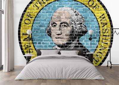 Washington D.C. Seal US flag painted on old vintage brick wall Wall mural