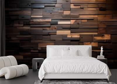 design of dark wood wood texture background - a wooden wall with wooden planks Wall mural