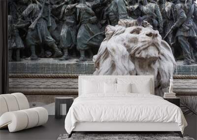 Italy, Milan, 13 February 2020, view of a statue in the Duomo square Wall mural