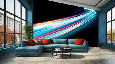 Abstract Colorful light trails with motion blur effect, speed background. futuristic neon light effect. Speed of light concept background Wall mural