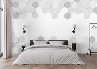 Modern white background textured with abstract hexagon pattern Wall mural