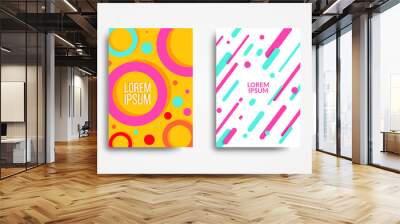 Set of four trendy memphis style covers with basic shape and dynamic design. Cool Colorful backgrounds, applicable for Covers, Posters, and Banner Designs Wall mural