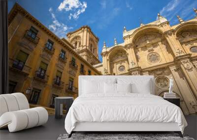 Main facade of the spectacular Cathedral of Granada in Andalusia, Spain. Wall mural