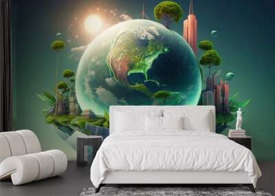 Renewable energy sources like wind turbines, solar panels, and hydroelectric power can protect the planet from global warming and contamination. Pioneering in eco-friendly engineering. Wall mural