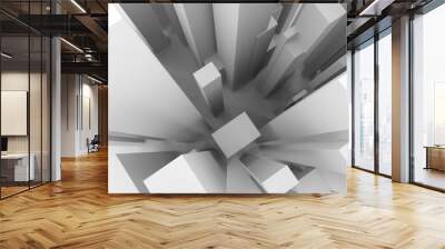 Abstract modern pillar style soft white & gray background. Generative, blur, black & perspectives. Wall mural