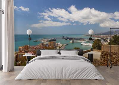 Paisaje urbano de Málaga desde La Alcazaba Wall mural