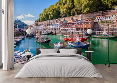 Fishing port of Donostia-San Sebastián with boats and blue sky Wall mural