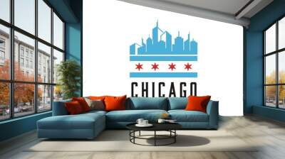 Chicago City Modern Skyline Vector Template logo design  Wall mural