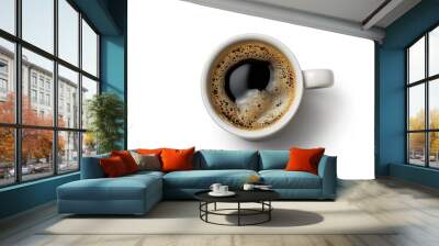 coffee cup with hot black coffee isolated on a white background Wall mural