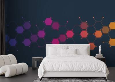 Abstract design element with geometric background of hexagons shape pattern Wall mural