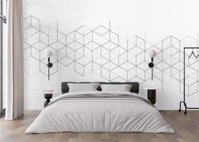 Abstract geometric background with isometric blocks, polygon shape pattern Wall mural