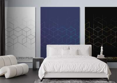 Abstract geometric covers and brochures with isometric vector blocks, polygon shape pattern Wall mural