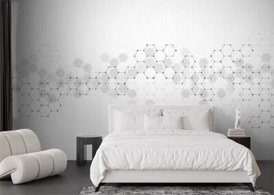 Abstract hexagonal background. Medical, scientific or technological concept. Geometric polygonal graphics. vector illustration. Wall mural