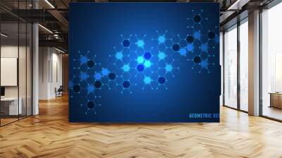 Abstract technology background and design element with hexagons pattern and geometric shapes Wall mural