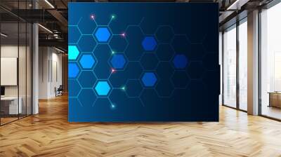 Abstract technology background and design element with hexagons pattern and geometric shapes Wall mural