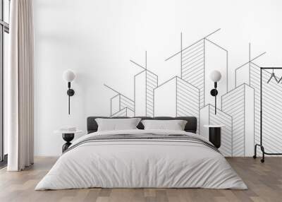 Architectural drawing with building construction Wall mural