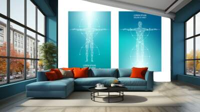 Cover or poster design with human body background. Scientific and technological concept. Vector illustration. Wall mural