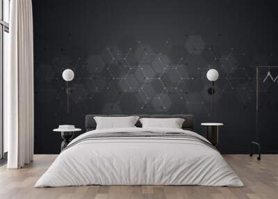 Geometric abstract background of innovation technology concept. Hexagon pattern, molecular structure, genetic engineering. Concepts and ideas for technology, science, and medicine. Vector illustration Wall mural