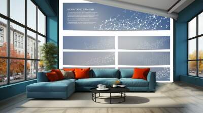 Set of modern scientific banners. Molecule structure DNA and neurons. Abstract background. Medicine, science, technology, business, website templates. Scalable vector graphics. Wall mural