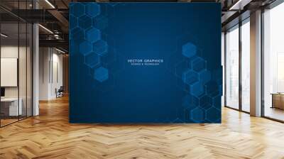 Technology background with hexagons. Molecular structure and chemical compounds. Wall mural