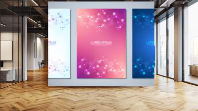 Templates brochure or cover book, page layout, flyer design with abstract background of molecular structures and DNA strand. Concept and idea for innovation technology, medical research, science. Wall mural