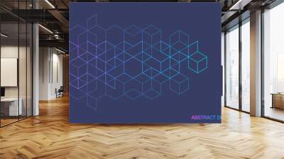 The graphic design element and abstract geometric background with isometric digital blocks. Blockchain concept and modern technology Wall mural