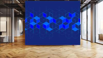 The graphic design element and abstract geometric background with isometric digital blocks. Blockchain concept and modern technology Wall mural