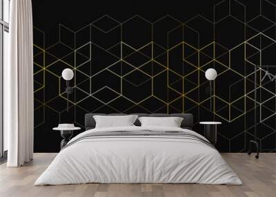 The graphic design elements with isometric shape golden blocks. Abstract geometric background Wall mural