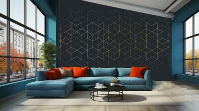 The graphic design elements with isometric shape golden blocks. Abstract geometric background Wall mural