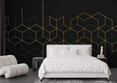 The graphic design elements with isometric shape golden blocks. Vector illustration of abstract geometric background Wall mural