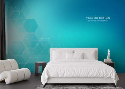 Vector medical background from hexagons. Geometric elements of design for modern communications, medicine, science and digital technology. Hexagon pattern background. Wall mural