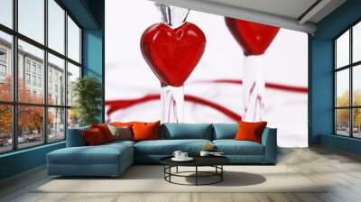 two champagne glass for celebration of valentines day Wall mural