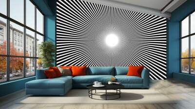 Abstract Circular Geometric Burst Rays On White. EPS 10 vector Wall mural