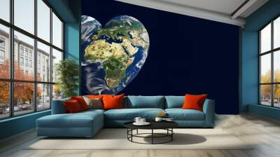 Planet earth in a heart shape, forest and ocean, environment concept, connect and protect to nature, generative AI
 Wall mural