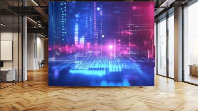 abstract futuristic fade computer technology business background.  Wall mural